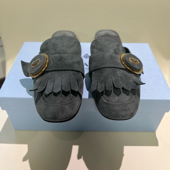 Prada Gray Suede Mule - Picture 2 of 11